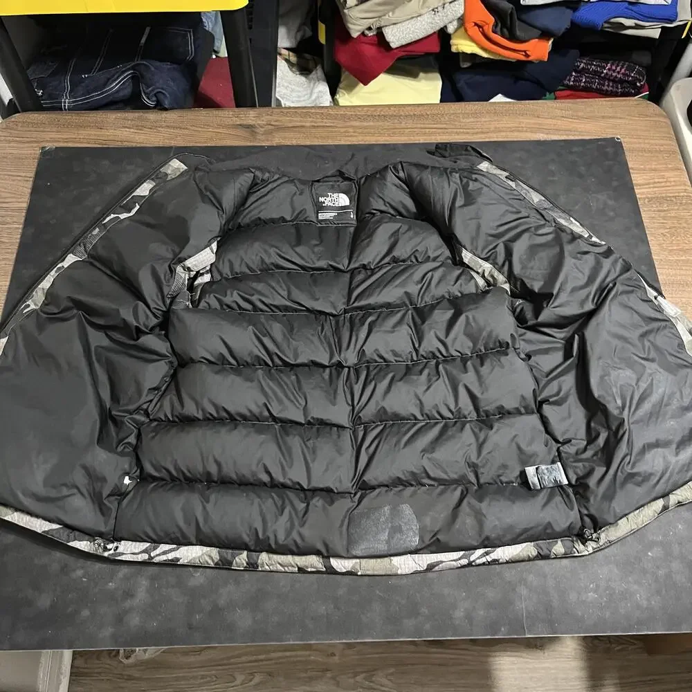 The North Face Nuptse 550 Down Puffer Vest Men Large Camo Ripstop Hiking Vintage